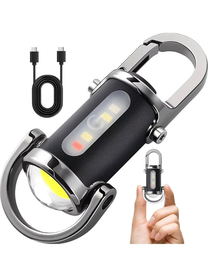 NEWBIRTH Wiederaufladbare LED-Schlüsselanhänger-Taschenlampe mit Haken in Schwarz - Bild 7