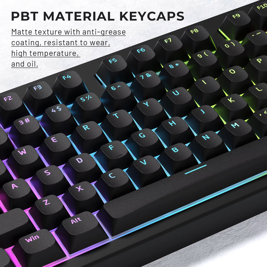 XVX Horizon Line Pudding Tastenkappen Set aus durchscheinendem PBT für mechanische Tastaturen, Schwarz-Weiß, 117 Tasten - Bild 4