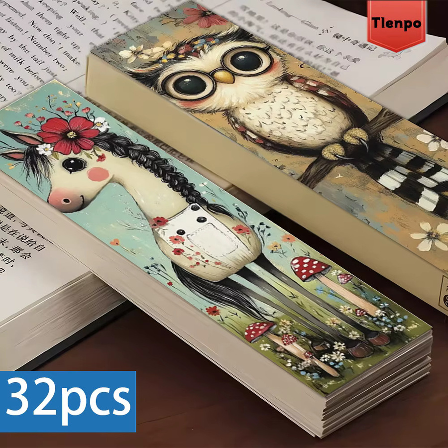 32 Stück Lesezeichen mit Blumenmotiven und Haustieren in Multicolour aus Papier - Bild 3
