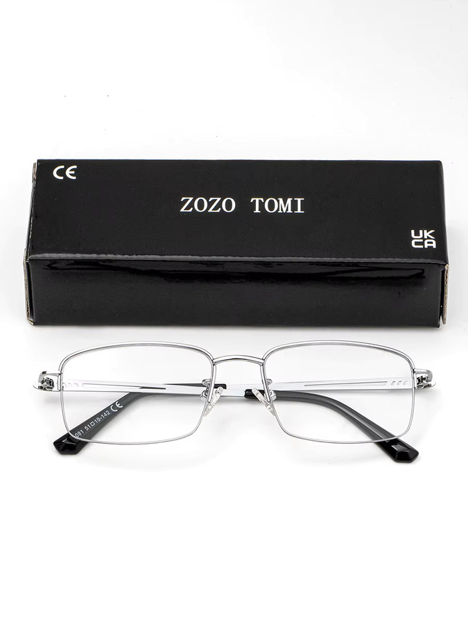 ZOZO TOMI Lesebrille, Vollrand, rechteckig, Metall, transparent, silver, Unisex - Bild 3