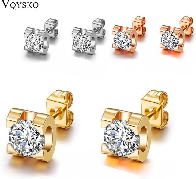 VQYSKO Ohrstecker Edelstahl, Zirkon, Roségold, Damen - Bild 1