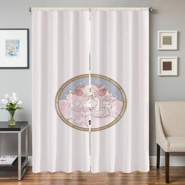 2er-Set Verdunkelungsvorhänge mit Tierkreis-Motiv von Household supplies MH, weiß, B: 50 cm, H: 70 cm - Bild 1