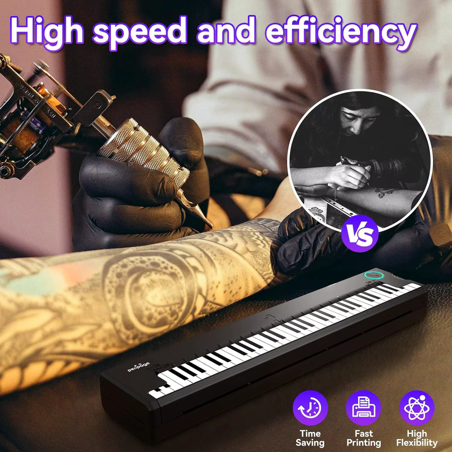 PeriPage P90 Pino Kabelloser Tattoo-Schablonendrucker Tragbare Thermotransfermaschine in Schwarz für Anfänger Kompatibel mit Telefon und PC - Bild 6