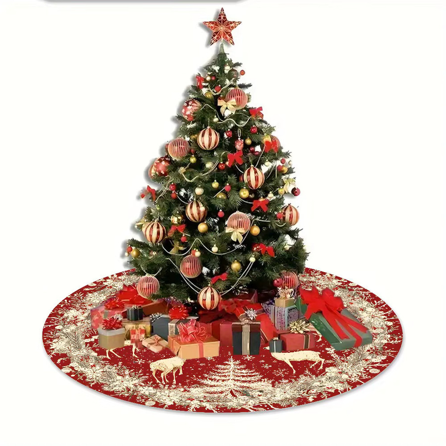 VIKAMA Weihnachtsbaum-Rock mit Elch-Muster in Rot für deine Weihnachtsdekoration - Bild 4