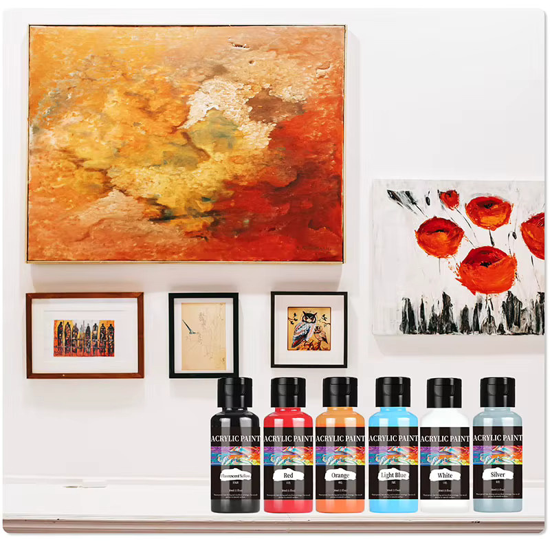 24-farbiges Acrylfarben-Set in Flaschen für DIY-Projekte auf Stoff, Kleidung und Leder, Mehrfarbig - Bild 1