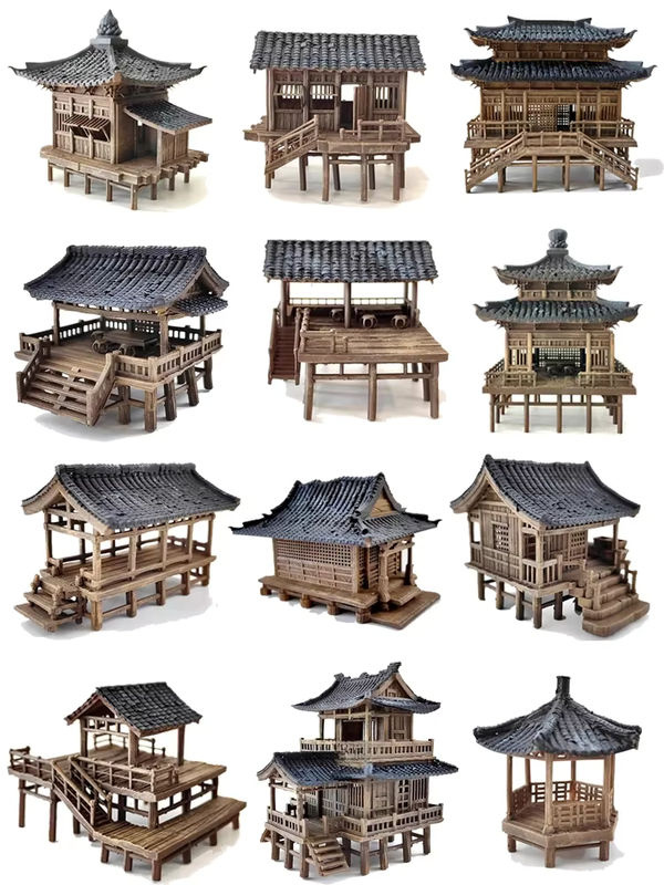Orientalischer Pavillon aus braunem Holz als Miniatur-Landschaft und Dekoration für dein Mini-Aquarium oder Bonsai-Schreibtisch-Deko - Bild 6
