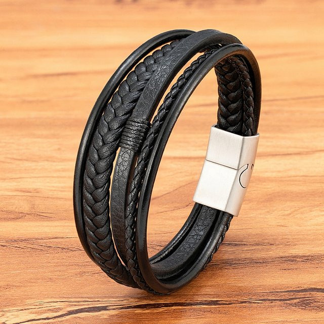 Tyo Armband, Leder, Edelstahl, Schwarz, Herren - Bild 1