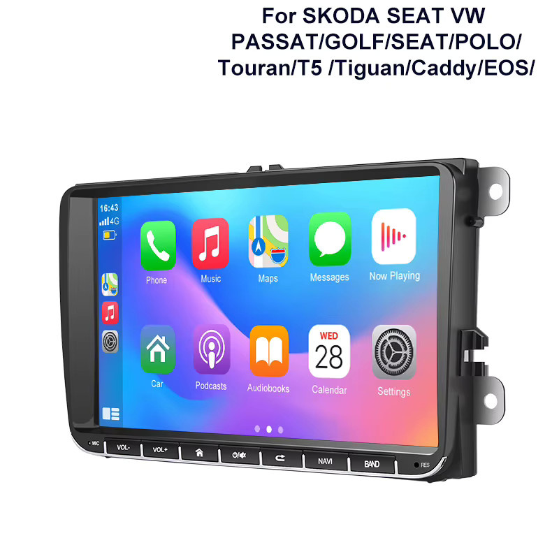 Essgoo 9 Zoll Android 15 Autoradio mit 4+64G Speicher für VW Golf 5 6 Passat Polo Touran Tiguan Caddy Eos T5 Seat Skoda, Schwarz, mit kabellosem Carplay, Android Auto, GPS-Navigation, Bluetooth, WLAN und Lenkradsteuerung - Bild 6