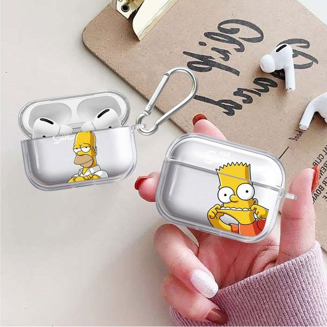 Transparente Kopfhörerhülle im Simpson-Design für Apple AirPods Pro 1 2 3 und Pro 2 Generation - Bild 1