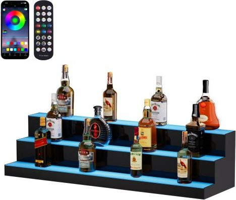 VEVOR LED Spirituosen-Flaschenregal für die Bar mit App- und RF-Steuerung, transparent/mehrfarbig, B/H/T: 101,5 x 30,0 x 25,0 cm - Bild 1