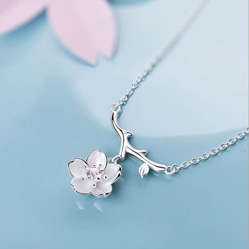 GaGa-Duck Halskette, 925 Silber, Kirschblüten, Zirkonia - Bild 2