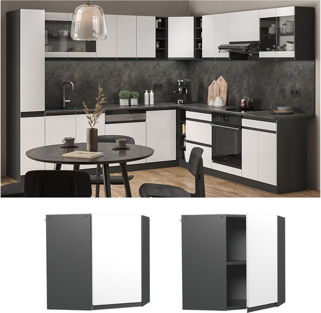 Vicco Eckhängeschrank R-Line J-Shape Küchenschrank in Anthrazit und Weiß, Breite: 57 cm - Bild 1