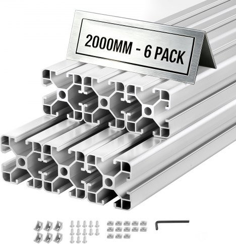 VEVOR 6er Set 4040 Aluminium-Extrusionsprofile T-Slot nach europäischem Standard, Länge: 2000 mm, Silber - Bild 1