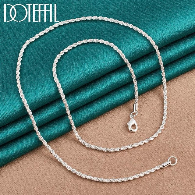 Doteffil Halskette 925 Silber, Twist, black, 70 cm, Damen - Bild 1