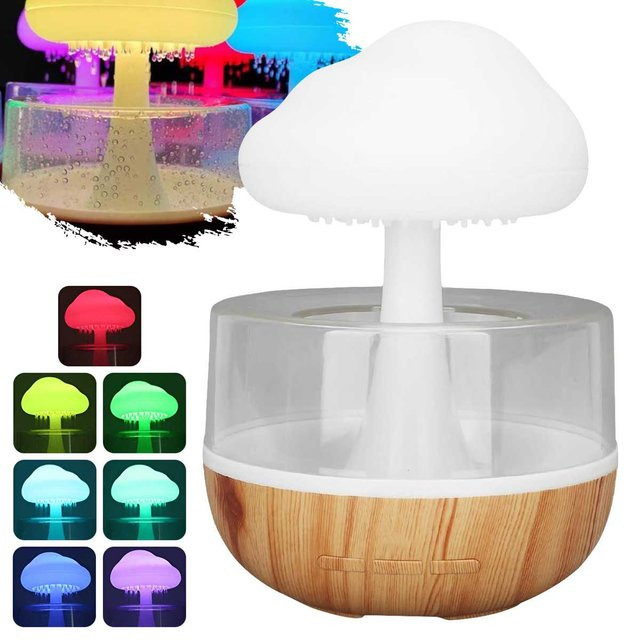 Sweetfull Aroma Diffuser Regenwolke mit bunten Pilz-Regentropfen als Atmosphäre Lampe und Nachtlicht in Multicolor - Bild 1