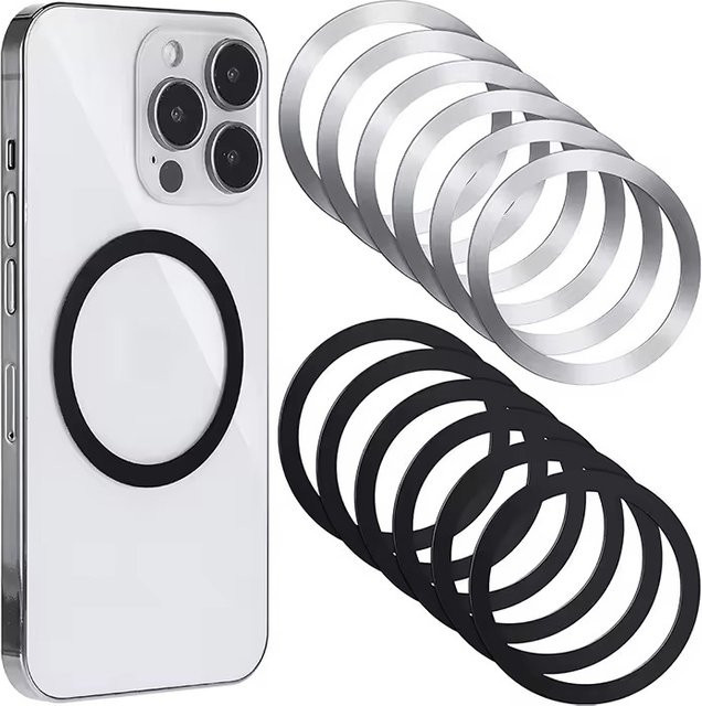 Fomscvka Edelstahl-Magnetplattenring in Schwarz für MagSafe Wireless Charger und Armaturenbretthalterungen - Bild 1