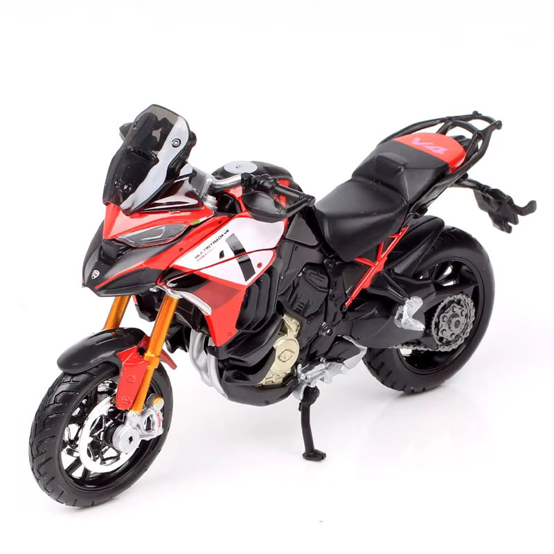 Bburago Ducati Multistrada V4 Pikes Peak Adventure Touring, Motorrad, Druckguss-Modell, Maßstab 1:18, Rot - Bild 4