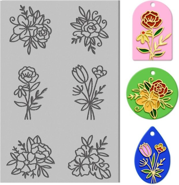 Blumen Polymer Clay Texturbögen aus Gummi zum Prägen von Mustern und Designs für Ton - Bild 1