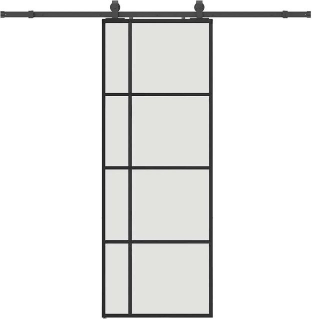 vidaXL Schiebetür aus ESG-Glas in Schwarz mit Beschlag, B: 76 cm, H: 205 cm - Bild 1