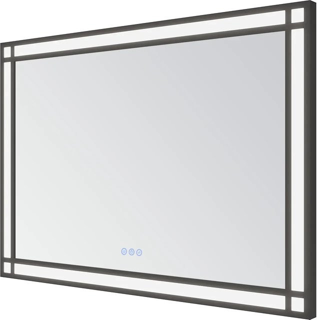 Aquabatos LED Badezimmerspiegel mit schwarzem Aluminiumrahmen, dimmbarer Wandspiegel, B/H: 100 x 70 cm - Bild 1