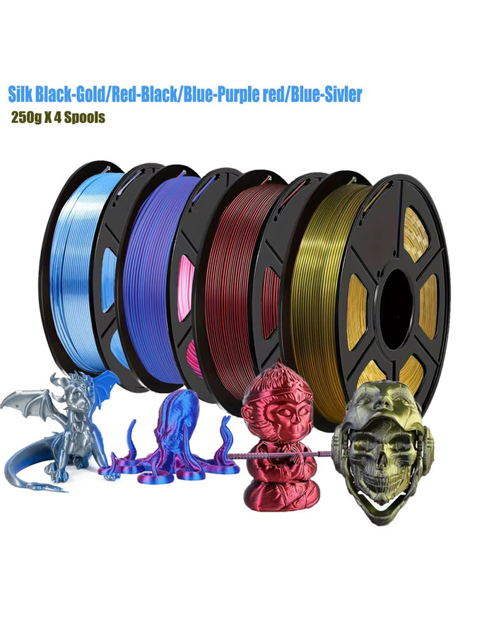 DINGSUN 3D-Drucker-Filament Seide PLA Zweifarbig 1,75mm FDM 4 x 250g - Bild 5
