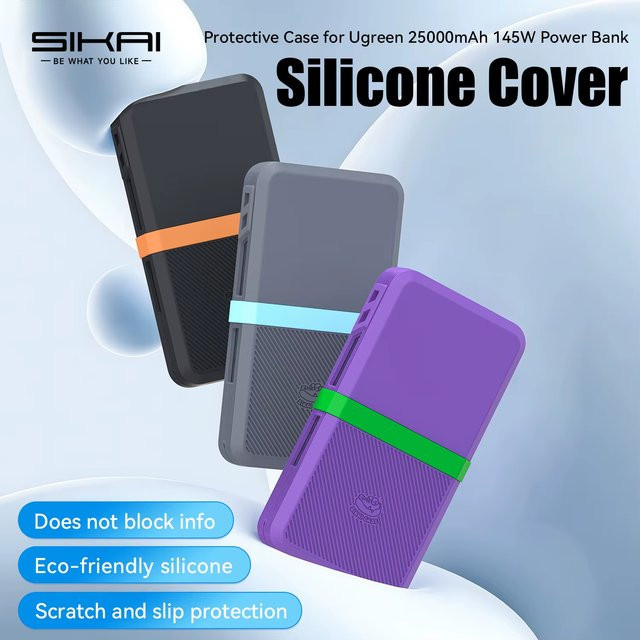 SIKAI Stoßfeste Powerbank-Hülle für UGREEN 145W 25000mAh PowerBank (Modell PB205) mit präzisen Aussparungen und Tastenschutz in Schwarz und Orange - Bild 1