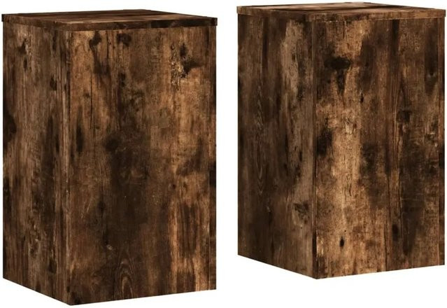 vidaXL Pflanzenständer 2er Set aus Holzwerkstoff in Räuchereiche, B/T/H: 30 x 30 x 50 cm - Bild 1
