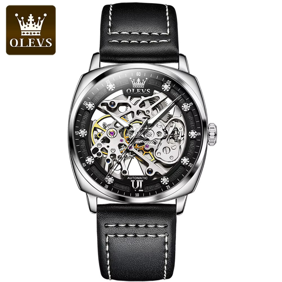 OLEVS Automatikuhr, Lederarmband, Schwarz, Herren - Bild 7