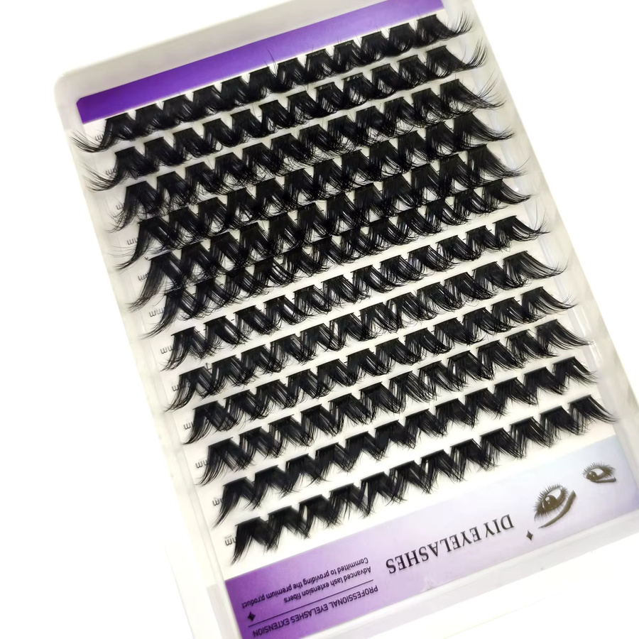 AMSDCN DIY Cluster-Wimpern, 12 Reihen, 8-16mm, Cat Eye, Natürlicher Stil - Bild 4