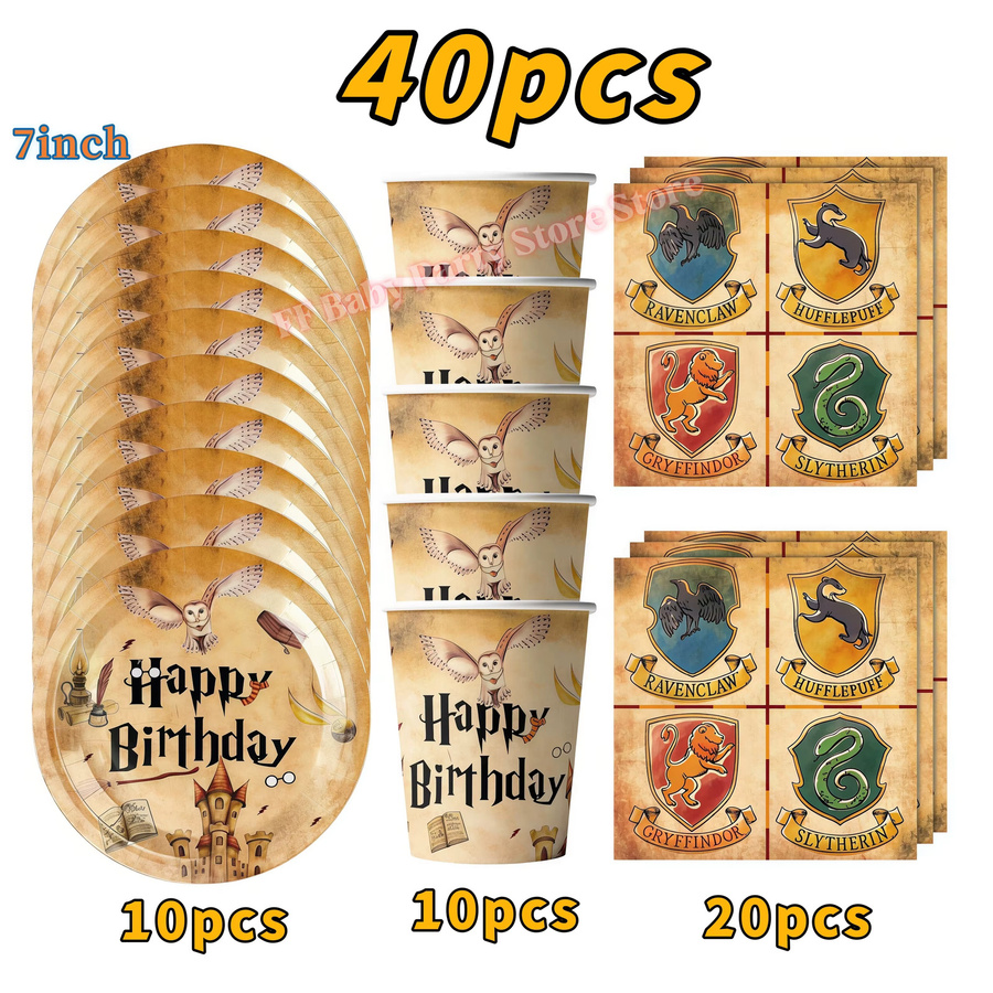 Warner Bros. Academy Magics Geburtstagsparty-Dekoration Set in Multicolor mit Ballons, Tellern, Bechern und Servietten im Harry Potter Motiv - Bild 2