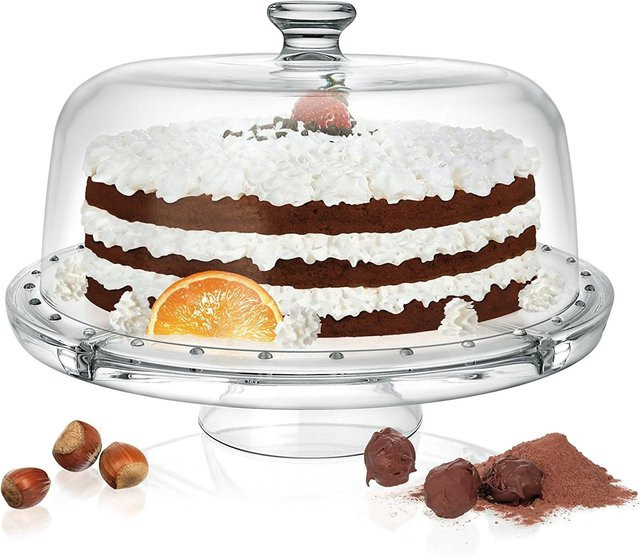 CreaTable Servierbutler 2-teilig aus Glas, transparent, rund - Bild 1