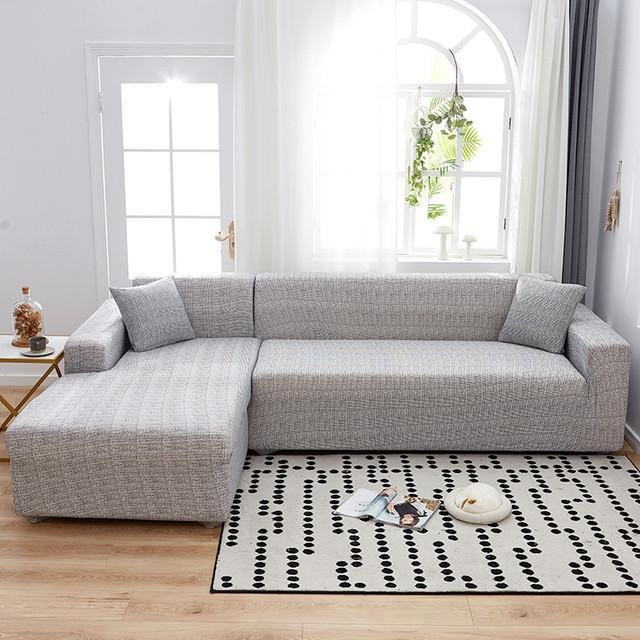 Housmife Elastischer Sofabezug in Grau, Stretch-Schonbezug für L-förmige Ecksofas, Breite: 190-230 cm - Bild 1