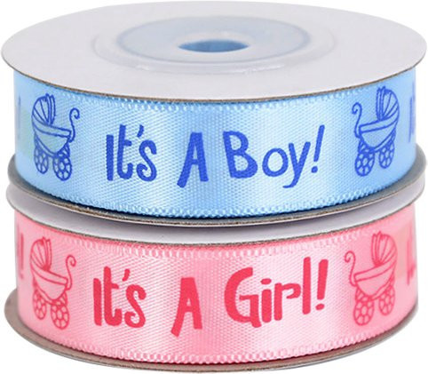ZQCXLD Geschenkband Set in Rosa und Blau für Babyparty und Geschlechtsenthüllung, 10 Yards Textilband zur Dekoration von Kindergeburtstagen - Bild 1