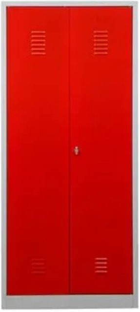 PROREGAL Garderobenspind Camel aus Metall mit 2 Fächern und Schloss, Grau-Rot, H x B x T: 180 x 80 x 50 cm - Bild 1
