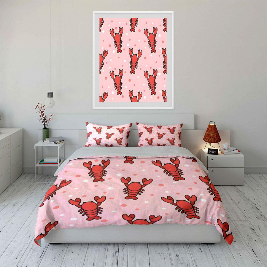 Dreiteiliges Bettwäsche-Set mit Hummer-Motiv für Kinder und Erwachsene, Größe: 135 x 200 cm - Bild 2