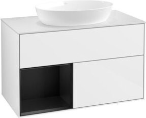 V&B Waschtischunterschrank Finion 100 in Blau und Weiß lackiert, B/T/H: 100 x 50,1 x 50,1 cm - Bild 1