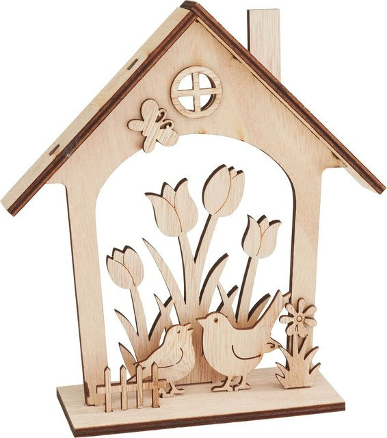 VBS Holz-Steckmotiv Haus Frühlingserwachen in Beige aus Sperrholz - Bild 1