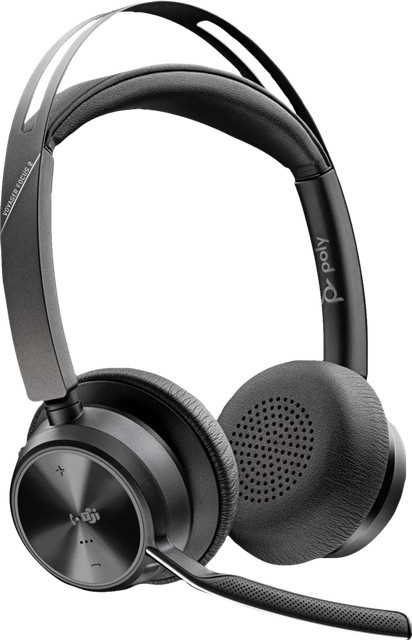 Poly Voyager Focus 2 MS Kabelloses Office-Headset mit Ladestation in Schwarz mit Bluetooth und USB-C/USB-A Anschluss - Bild 1