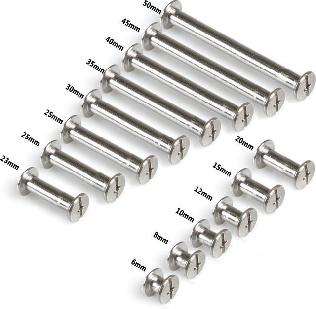 Xiaolang Chicago Schrauben aus Edelstahl in Silber für Lederhandwerk und Buchbinden M5x10mm - Bild 1