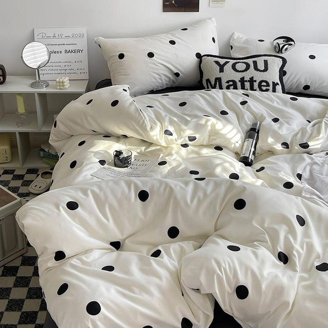 Bin Chi Textiles Gestreifte Bettwäsche aus Baumwollmischung in Weiß, 3-teiliges Set bestehend aus Bettbezug, Kissenbezug und Bettlaken, B/H: 150 x 200 cm - Bild 1