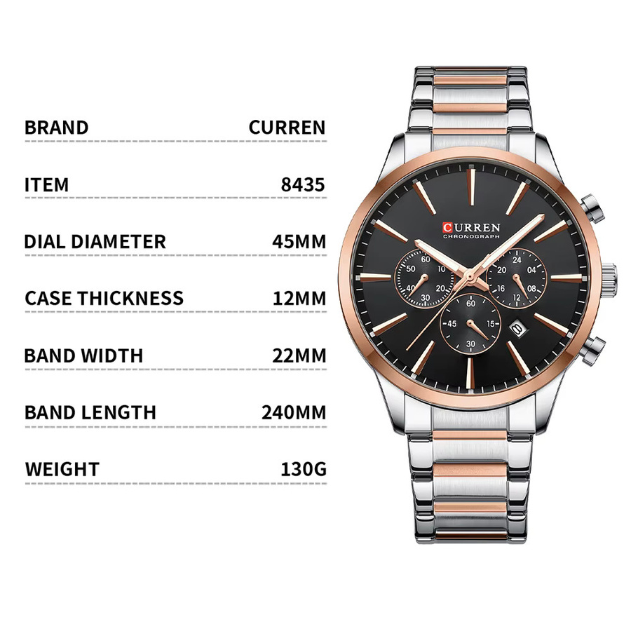 CURREN Chronograph, Quarz, Edelstahl, Bicolor, Herren - Bild 4