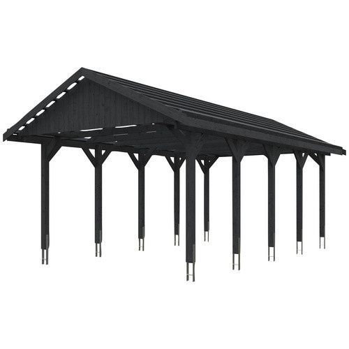 Skan Holz Carport Wallgau Satteldach aus Nadelholz in Grau, B: 430 cm, T: 750 cm, H: 326 cm - Bild 3
