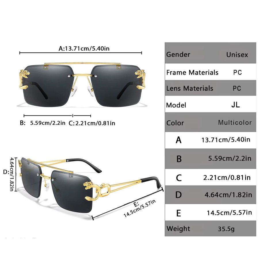 LOISRUBY Sonnenbrille Square, Metall, Unisex, Leopard Print - Bild 2