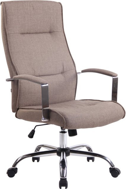TPFLiving Bürostuhl Portofino Stoff in Beige, moderner Schreibtischstuhl mit Armlehnen und Rollen, B/T/H: 63 x 72 x 124 cm - Bild 1