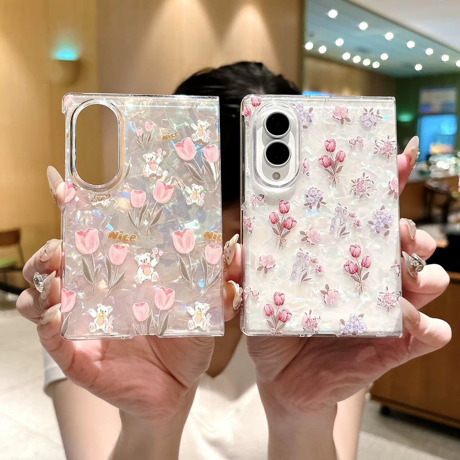 Samsung Galaxy Z Fold 8 Schutzhülle mit buntem Glitzer-Muschelmuster in Multicolor aus hartem PC - Bild 3