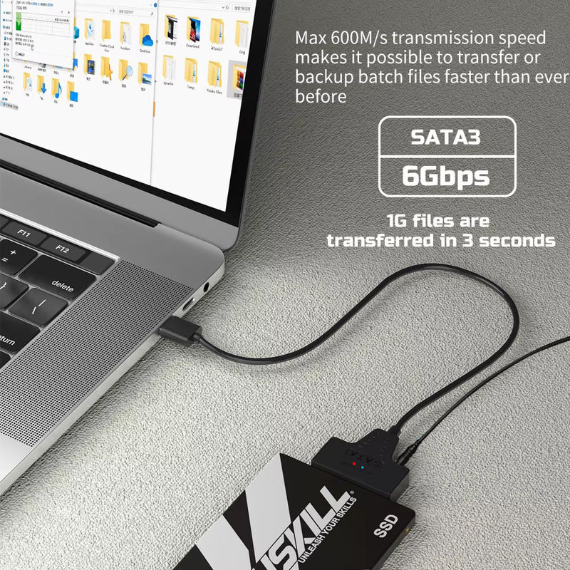 PUSKILL USB 3.0 zu SATA und USB-C Adapter für 2.5 und 3.5 Zoll SSD und HDD Festplatten inklusive 12V/2A Netzteil, Schwarz - Bild 4