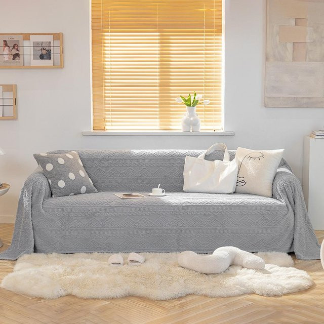 Xinyu Sofa Überwurf aus doppelseitigem Jacquard-Plüsch und Baumwollsamt, Schlichtes Design für Herbst und Winter, B: 180 cm, T: 130 cm - Bild 1