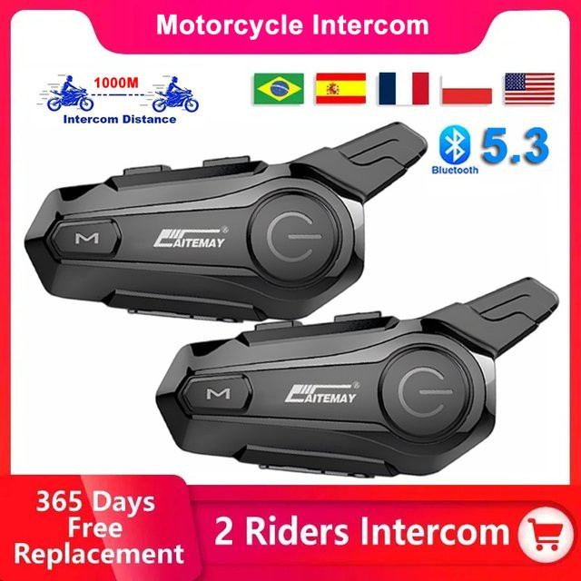 Kebidumei X1 Plus Motorradhelm-Intercom-Headset mit Bluetooth 5.3, 800m Reichweite, Wasserdicht und Geräuschunterdrückung, Farbe: Schwarz - Bild 1