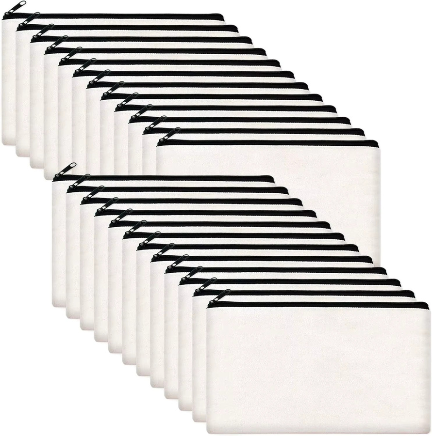 6er-Pack Canvas-Einkaufstaschen aus Baumwolle in Weiß und Schwarz für DIY-Projekte und Sublimation, B/H: 21,0 x 21,0 cm - Bild 4
