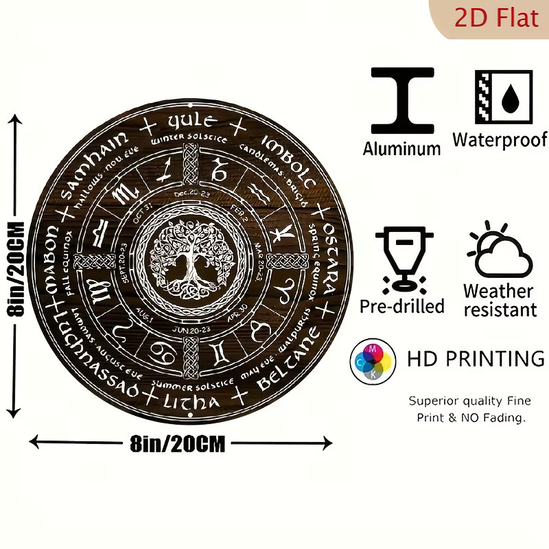 CIFBUY Retro Hexensymbol Wanddekoration aus Metall als rundes Eisenschild für deinen gotischen Altar - Bild 2